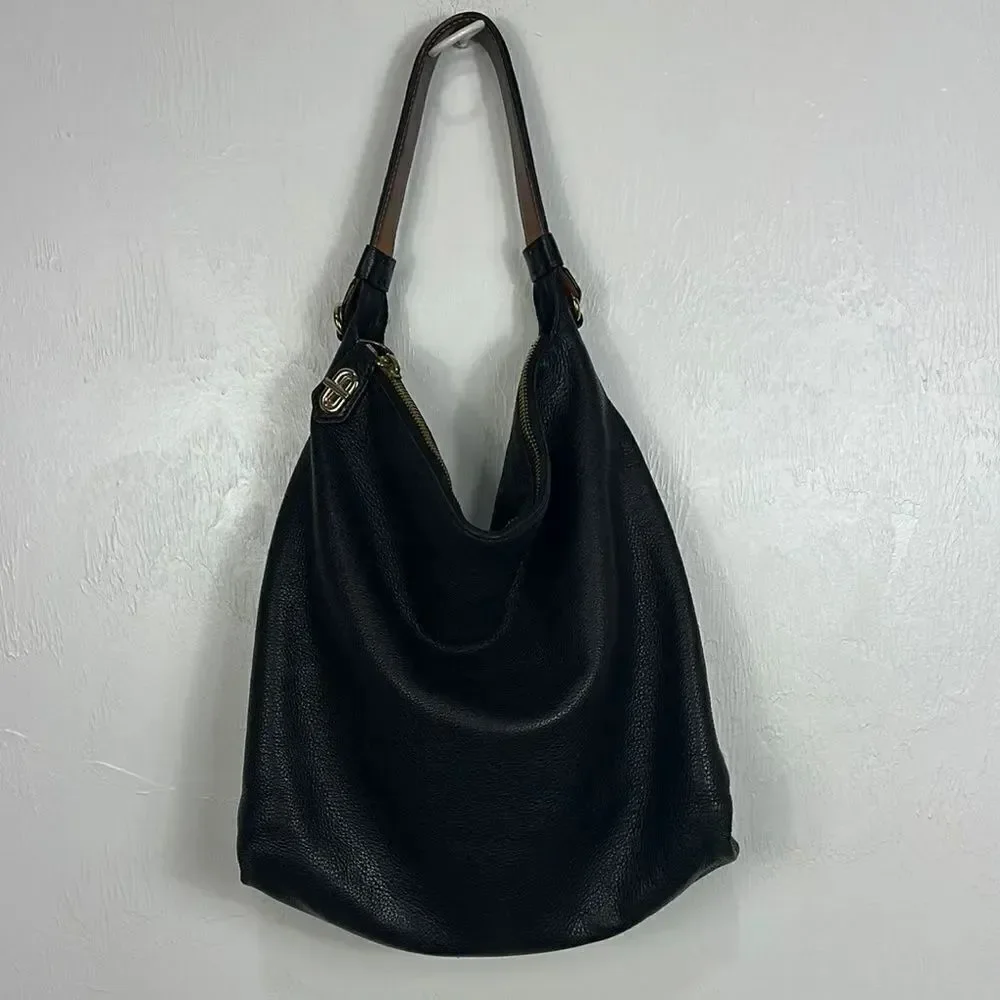 Reed Krakoff Black Leather Gold Tone Hardware Hobo Bag